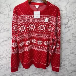 Holiday Lane Men's Sweater sz L Snowflake Print Pullover NEW #G853
